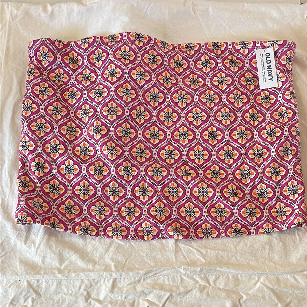 NWT Old Navy Pink and Orange Patterned Strapless Tube Top